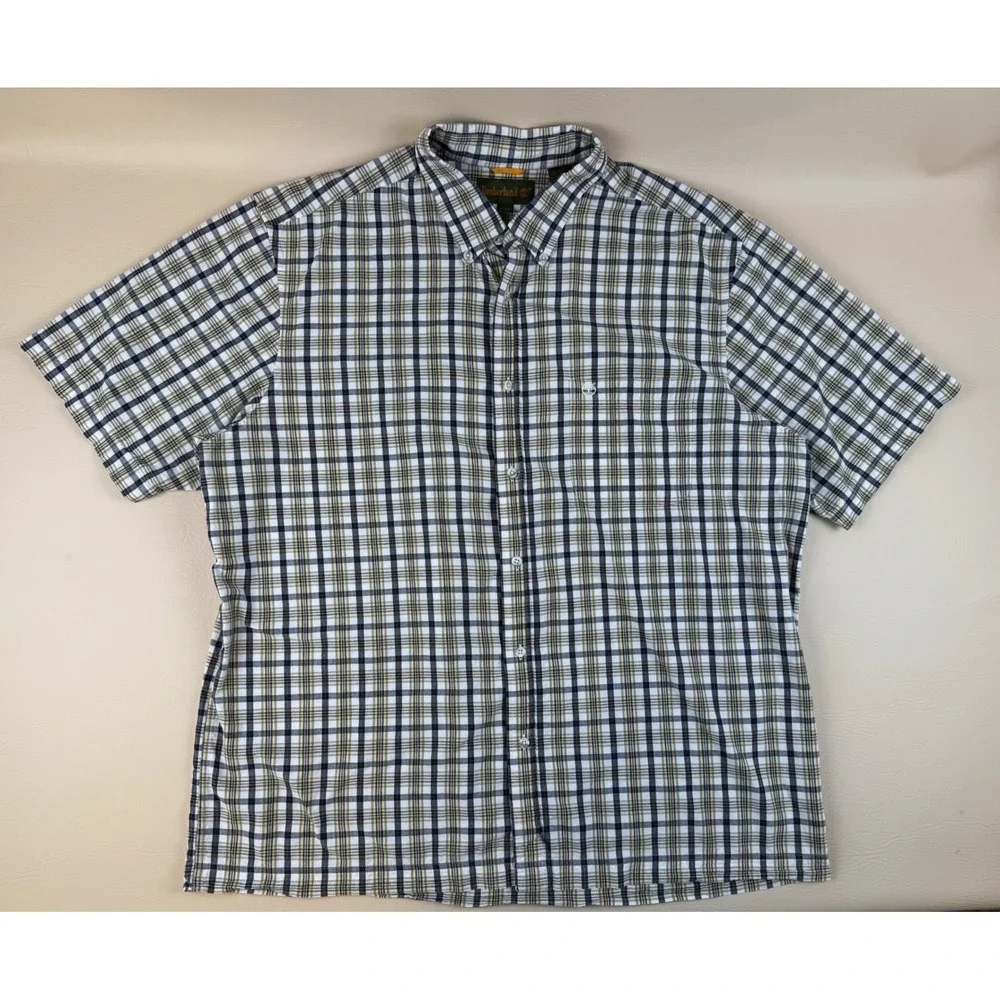 Outdoor Plaid Button Down Shirt Short Sleeve XXL Timberland